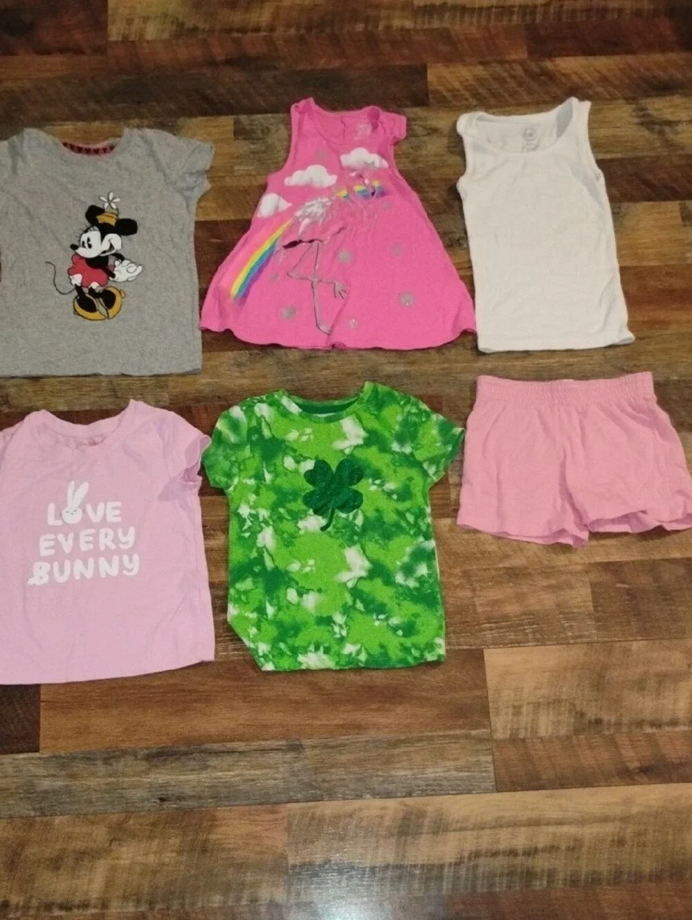 Girls 4/5 Mixed Clothing Bundle with Pink, Green, Gray, White Pieces